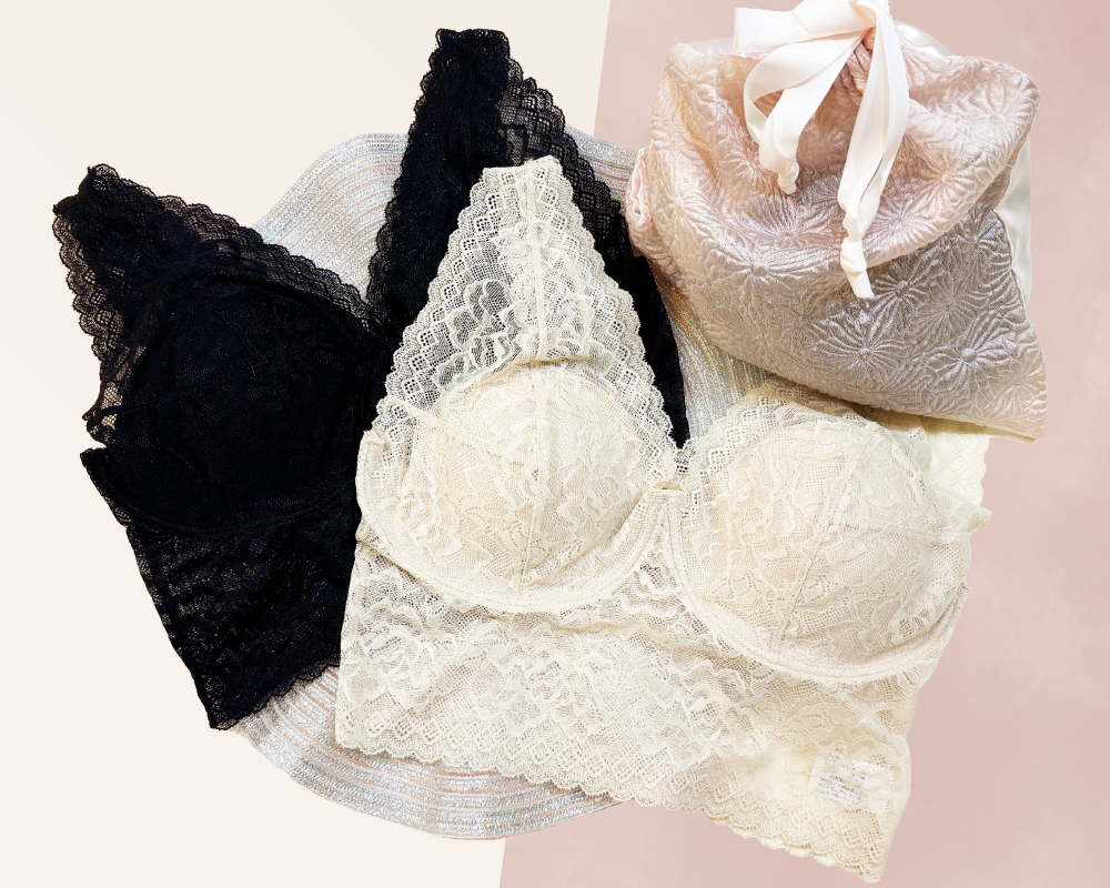 ノンワイヤーブラジャー・リラックスブラジャー【レース・黒/白】